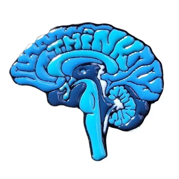 Thinking Brain Enamel Pin  - Picture 3 of 8